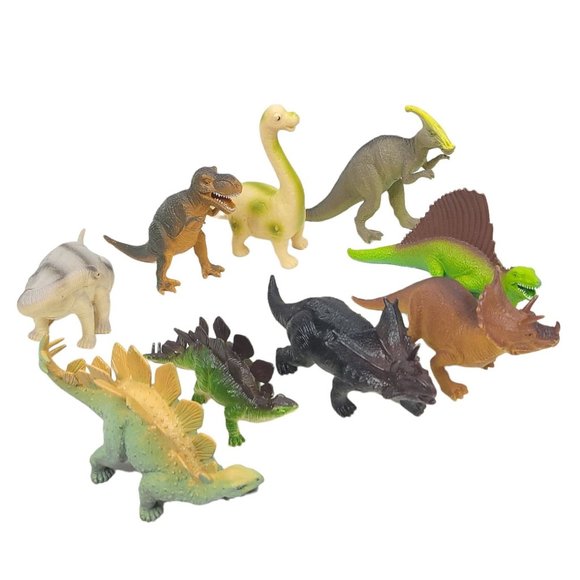Dinosaur Toys Assorted Hard Plastic Dino Figures Pretend Play Lot Of 9 - Picture 1 of 12